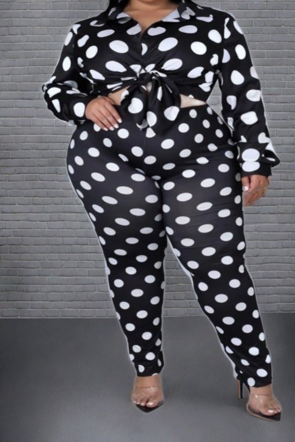 Plus Size Wide Leg Polka Dot Pant, Cool Plus Size Clothing - See